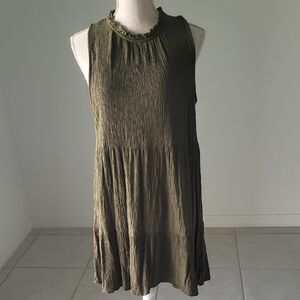 True Craft Olive Green Textured Mini Dress Size Large